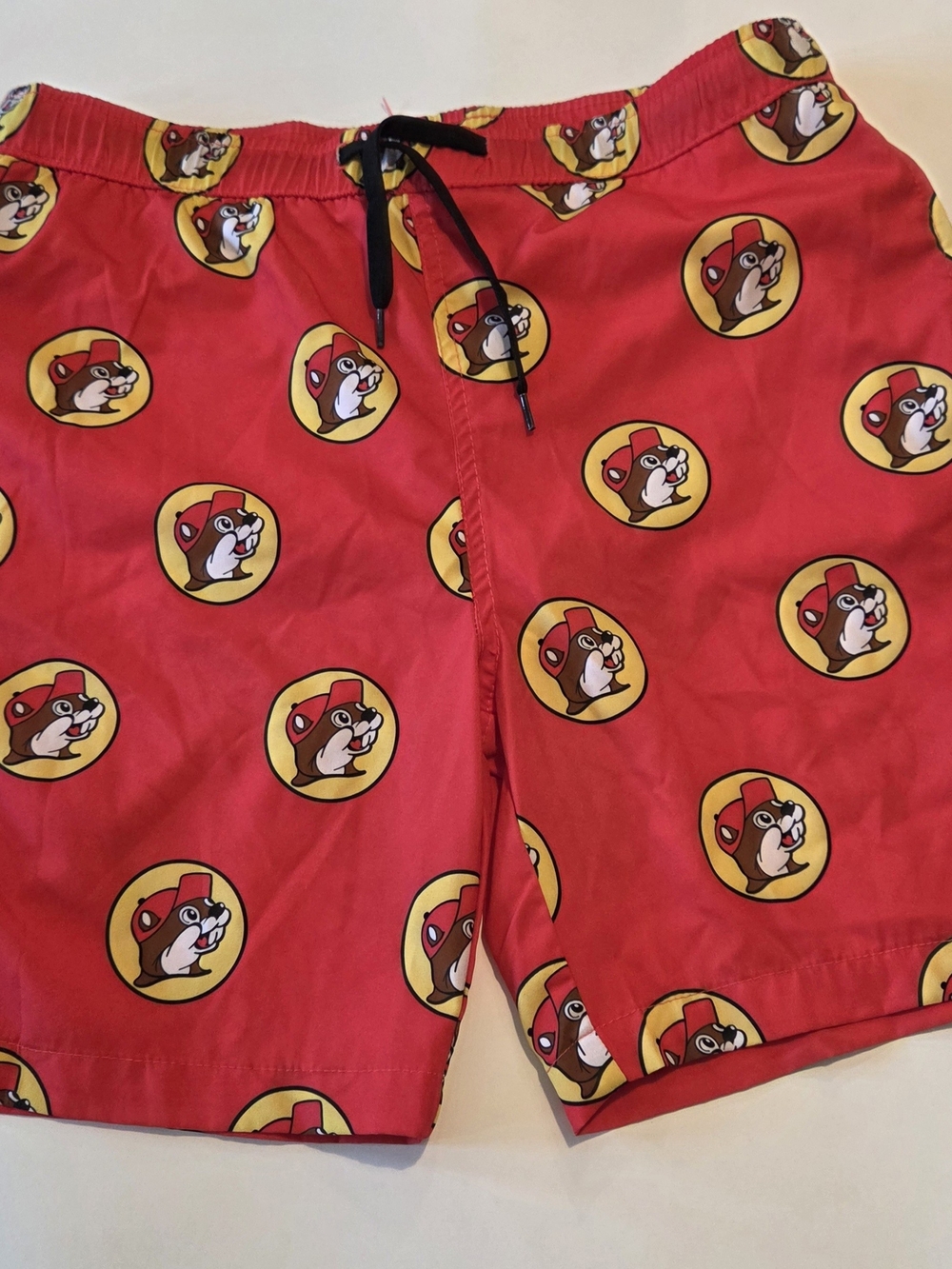 Red Kids Swim Shorts with Character Print